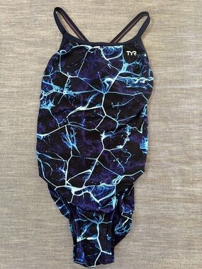 TYR Womens 34 Durafast Elite Diamondfit Synapse One Piece Lined Lap Swimsuit